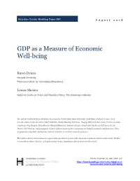 GDP As a Measure of Economic Well-Being
