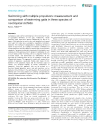 Measurement and Comparison of Swimming Gaits in Three Species of Neotropical Cichlids Kara L