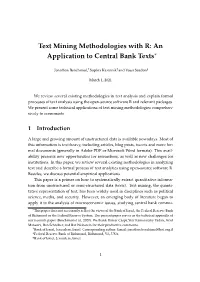Text Mining Methodologies with R: an Application to Central Bank Texts