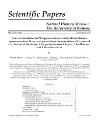 Genus Sphenomorphus): Three New Species from the Mountains of Luzon and Clarification of the Status of the Poorly Knowns
