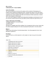 Merve Ertufan Contemporary Art - Course Syllabus