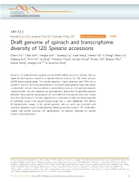 Draft Genome of Spinach and Transcriptome Diversity of 120 Spinacia Accessions