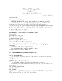 Gottlob Frege: on Sense and Reference Professor Jeeloo Liu [Introduction]
