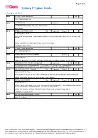 Sydney Program Guide