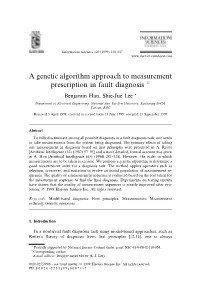 A Genetic Algorithm Approach to Measurement Prescription in Fault Diagnosis Q