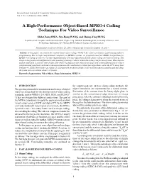 A High-Performance Object-Based MPEG-4 Coding Technique for Video Surveillance