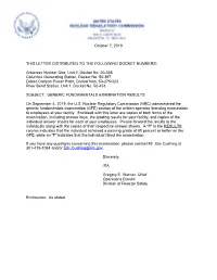 Generic Fundamentals Examination Results