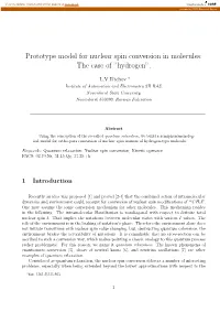 Prototype Model for Nuclear Spin Conversion in Molecules: the Case of ”Hydrogen”
