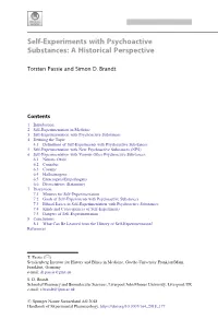 Self-Experiments with Psychoactive Substances: a Historical Perspective
