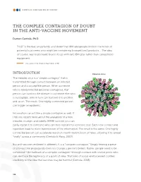 The Complex Contagion of Doubt in the Anti-Vaccine Movement