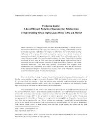 A Social Network Analysis of Coproduction Relationships in High Grossing Versus Highly Lauded Films in the U.S
