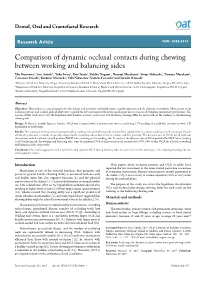 Comparison of Dynamic Occlusal Contacts During Chewing Between