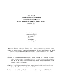 Final Report USDA Ecological Site Description State-And-Transition Models Major Land Resource Area 28A and 28B Nevada February 2015