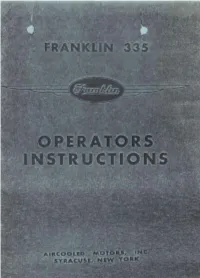 Franklin 335 Operators Instructions