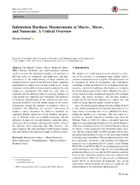 Indentation Hardness Measurements at Macro-, Micro-, and Nanoscale: a Critical Overview