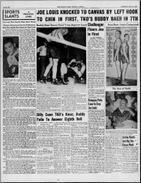 Joe Louis Knocked to Canvas by Left Hook