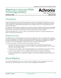 Migrating to Achronix FPGA Technology (AN023) Migrating to Achronix FPGA Technology (AN023)