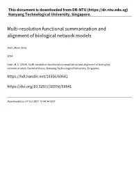 Multi‑Resolution Functional Summarization and Alignment of Biological Network Models