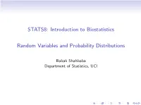 STATS8: Introduction to Biostatistics 24Pt Random Variables And