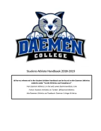 Student-Athlete Handbook 2018-2019