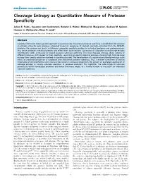 Cleavage Entropy As Quantitative Measure of Protease Specificity