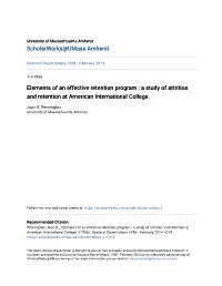 Elements of an Effective Retention Program : a Study of Attrition and Retention at American International College