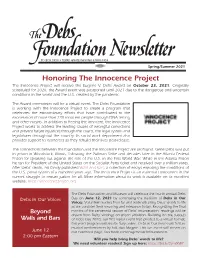 Honoring the Innocence Project the Innocence Project Will Receive the Eugene V