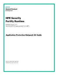 HPE Security Fortify Runtime Application Protection Rulepack Kit