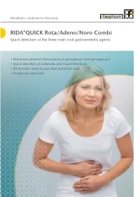 RIDA®QUICK Rota/Adeno/Noro Combi Quick Detection of the Three Main Viral Gastroenteritis Agents