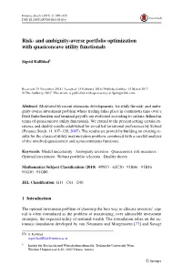 Risk- and Ambiguity-Averse Portfolio Optimization with Quasiconcave Utility Functionals
