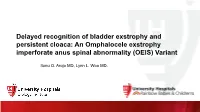 An Omphalocele Exstrophy Imperforate Anus Spinal Abnormality (OEIS) Variant