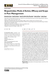 Biopesticides: Mode of Action, Efficacy and Scope in Pest Management