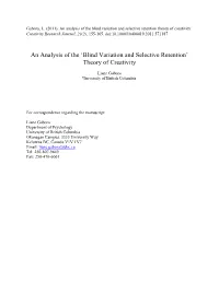 'Blind Variation and Selective Retention' Theory of Creativity
