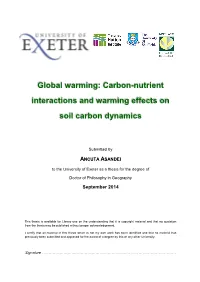 Global Warming: Carbon-Nutrient Interactions and Warming Effects on Soil Carbon Dynamics
