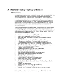 Mackenzie Highway Extension, for Structuring EIA Related Field Investigations and for Comparative Assessment of Alternate Routes