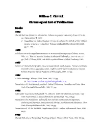 William C. Chittick Chronological List of Publications Books