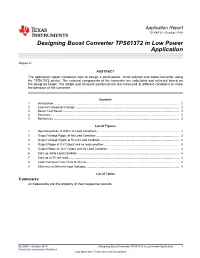 Designing Boost Converter TPS61372 in Low Power Application Report