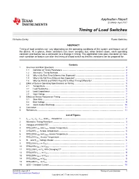 Timing of Load Switches