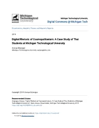 Digital Rhetoric of Cosmopolitanism: a Case Study of Thai Students at Michigan Technological University