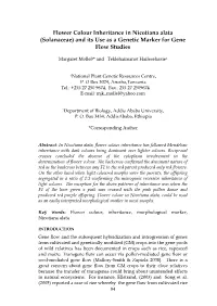 Flower Colour Inheritance in Nicotiana Alata (Solanaceae) and Its Use As a Genetic Marker for Gene Flow Studies