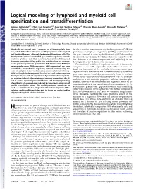 Logical Modeling of Lymphoid and Myeloid Cell Specification and Transdifferentiation