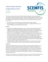 Review of Atlantic Menhaden Ecological Reference Points