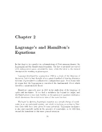 Chapter 2 Lagrange's and Hamilton's Equations