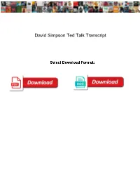 David Simpson Ted Talk Transcript