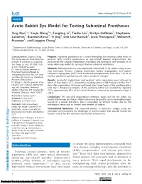 Acute Rabbit Eye Model for Testing Subretinal Prostheses