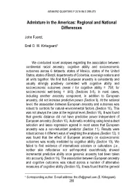 Admixture in the Americas: Regional and National Differences