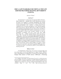 Dmca Safe Harbors for Virtual Private Server Providers Hosting Bittorrent Clients