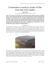 Examination of Analysis Results of Oltu Stone/Side Rock Samples