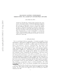 Math-Ph/0111005V2 4 Sep 2003 Osbe Hsrsac a Enspotdi Atb H R Gran FRG Stay the My by Making Part for in Conrey Supported NSF