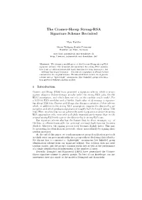 The Cramer-Shoup Strong-RSA Signature Scheme Revisited